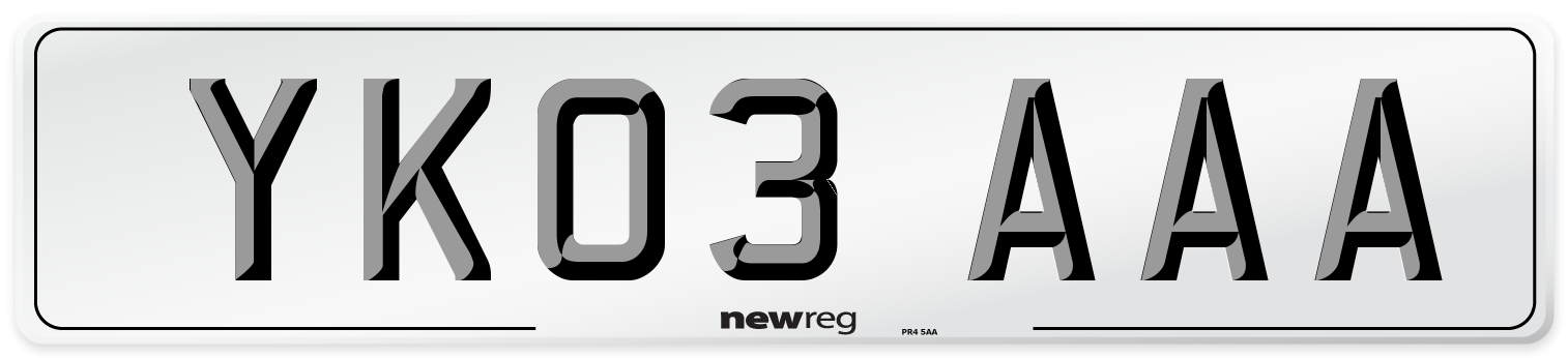 YK03 AAA Number Plate from New Reg
